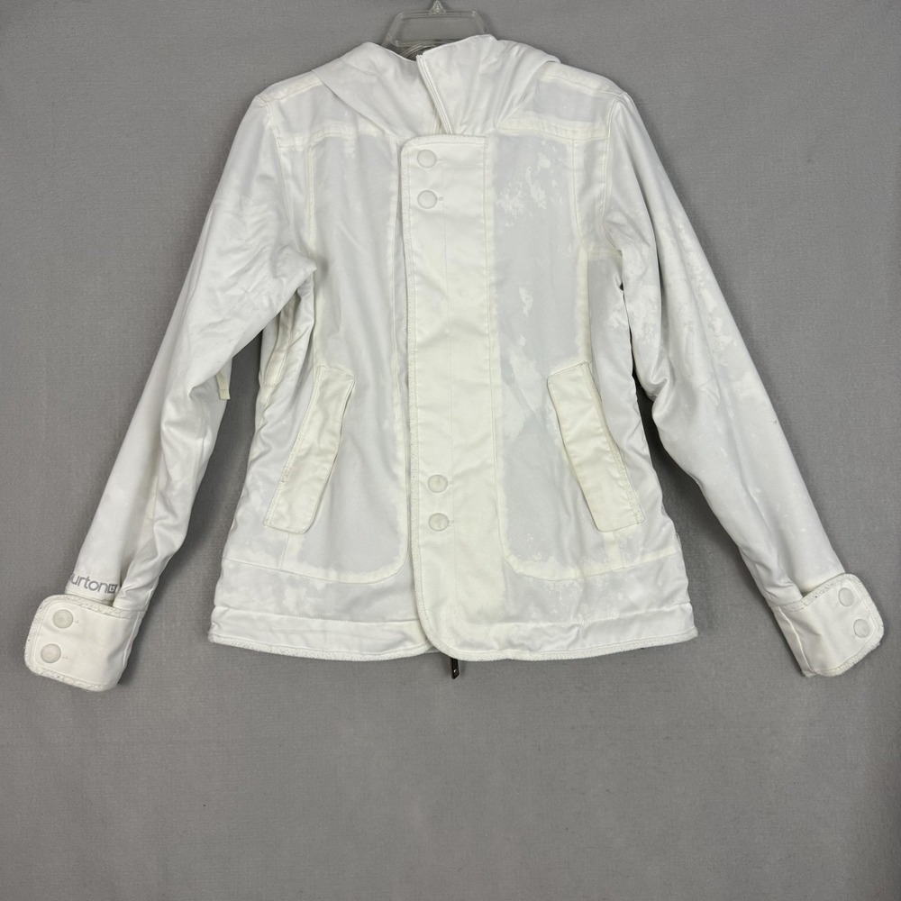 Burton Snowboard Jacket Womens Medium White DryRide Insulated Hooded Winter Coat